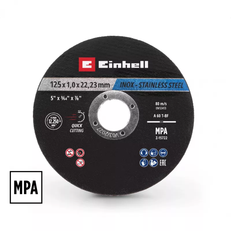 Einhell plonas pjovimo diskas Ø 125 x 1,0 mm, 10 vnt., kampiniams šlifuokliams (711442)
