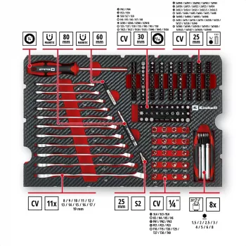 Einhell E-Case 201-Piece Mechanics Tool Set (Chrome Vanadium Steel, Stackable) (370513)