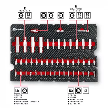 Einhell E-Case 92 dalių dirbtuvės įrankių rinkinys (370514) - Chromo Vanadžio plienas, juoda/raudona | Kur.lt