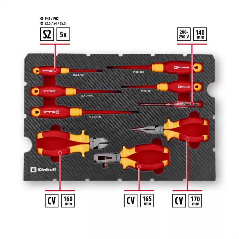 Einhell E-Case VDE Tool Case 24-piece Electrician's Set (Red/Yellow)