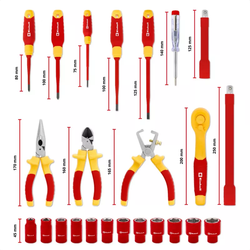 Einhell E-Case VDE Tool Case 24-piece Electrician's Set (Red/Yellow)