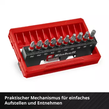 Einhell Karabiner Impact Bit Set 10 dalių 1/4 inch šešiakampiai antgaliai smūginiams suktuvams su karabinu