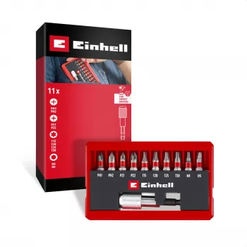 Einhell Karabiner Impact Bit Set 10 dalių 1/4 inch šešiakampiai antgaliai smūginiams suktuvams su karabinu
