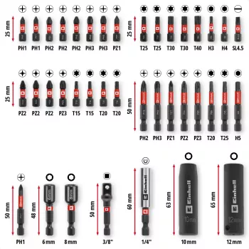 EINHELL-KWB Impact Bit & Socket Set in M-CASE, 39-Piece