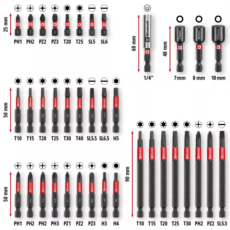 EINHELL-KWB Impact-Bit Set in M-CASE, 38 vnt.