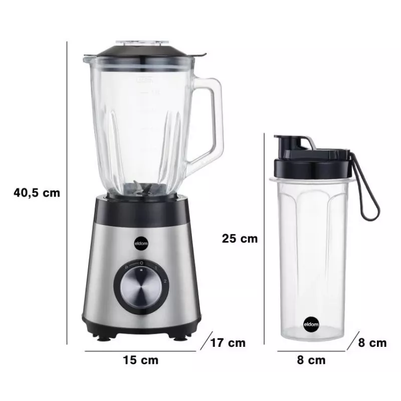 ELDOM BK7S STALO 2.0 L Stalo trintuvas su ąsočiu, 1000 W, juodas/sidabrinis