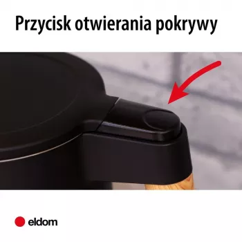 ELDOM C550 belaidis virdulys su temperatūros valdymu, 1,7 l, 2200 W, nerūdijančio plieno, 5 programos, palaikymas šilto, LED ekranas, juodas
