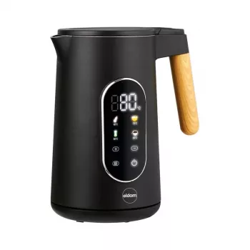 ELDOM C550 belaidis virdulys su temperatūros valdymu, 1,7 l, 2200 W, nerūdijančio plieno, 5 programos, palaikymas šilto, LED ekranas, juodas