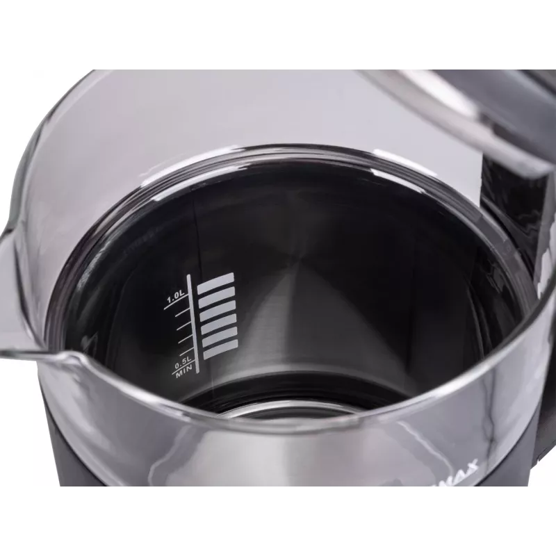 ELDOM C560 Nuvia belaidis virdulys su temperatūros valdymu, 1,7 l, 2200 W, LED ekranas, nerūdijantis plienas/juoda