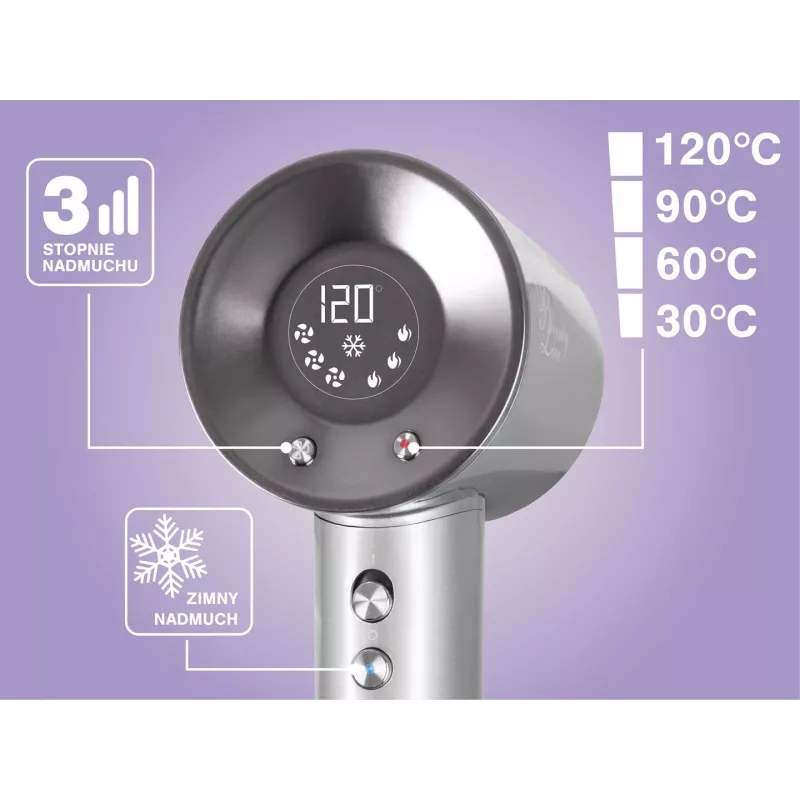 ELDOM HT280 plaukų džiovintuvas, 1650 W, pilkas, 3 šilumos režimai, 2 greičiai, šalto oro funkcija, koncentratoriaus antgalis, nuimamas oro filtras, kilpa pakabinimui, apsauga nuo perkaitimo, 1,8 m laidas