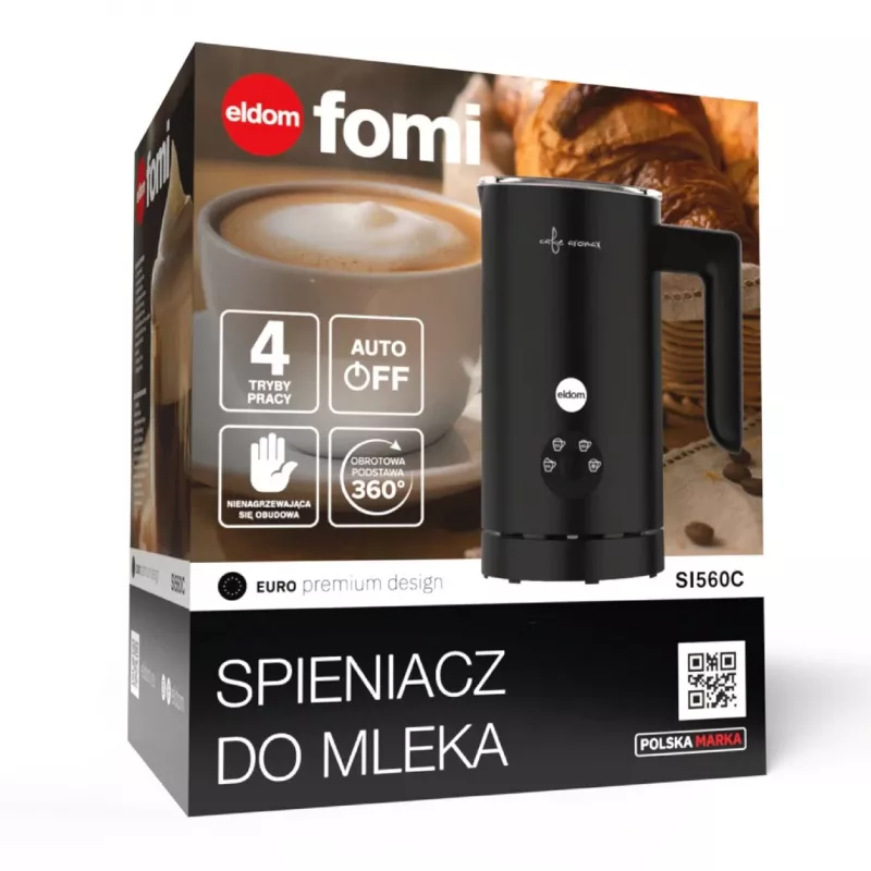 ELDOM SI560C pieno plakiklis juodas - 500W automatinis karšto ir šalto plakimo, 300ml šildymo, nerūdijantis plienas