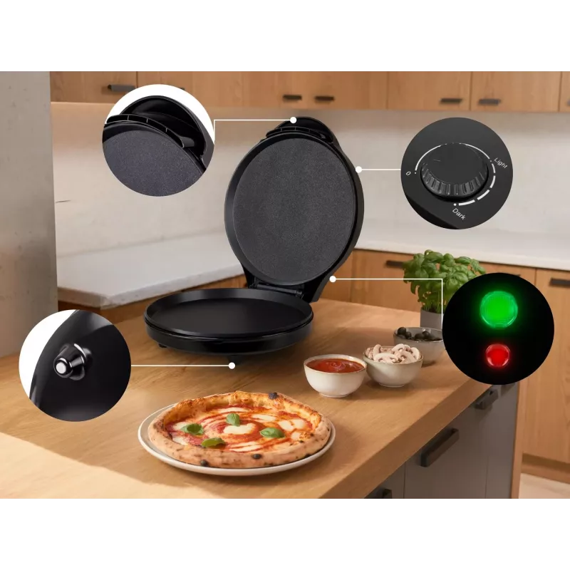 ELDOM ST1000 elektrinė picų krosnelė 1450W, juoda, 30 cm neprideganti danga