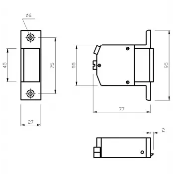 ELEKTRA-PLUS elektrinis užraktas R1-24.10 24V DC fail-safe įleidžiamas užraktas (3000N)