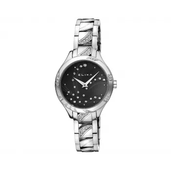 ELIXA Woman E119L483 Analoginis kvarcinis laikrodis 30mm nerūdijančio plieno tinklelio juosta juoda