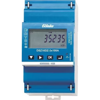 Eltako DSZ16DZ-3x100A MID skaitmeninis trifazis energijos skaitiklis, tiesioginio matavimo, 100A, B klasė, S0 impulso išėjimas, DIN bėgelis 28380316