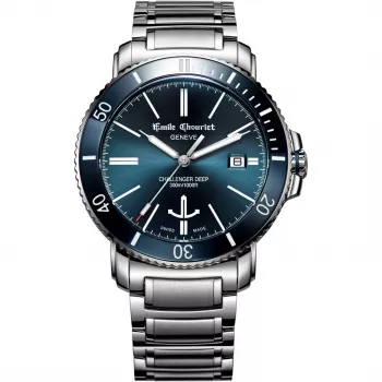 EMILE CHOURIET Vyriškas automatinis nardymo laikrodis 42mm nerūdijantis plienas juodas ciferblatas 081169G6AW986
