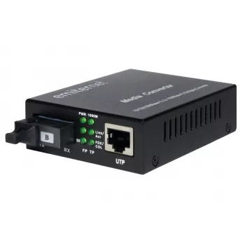 EMITER EM/1GB-ETH-1XSC-1550 WDM šviesolaidinis keitiklis, Ethernet 10/100/1000 Mbps RJ45 / 1xSC SM 9/125 (Tx 1550nm / Rx 1310nm) 20 km