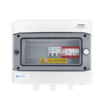 EMITER EM-470_AC Hermetinis IP65 Komplektinis Skirstomasis Įrenginys su Dehn 2 Tipo Viršįtampio Ribotuvu, 50A 3 Fazės, RCD A Tipas 63A/300mA