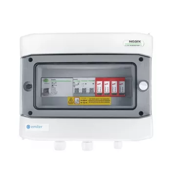 EMITER Switchgear Attached AC Hermetic IP65 su Dehn 2 tipo viršįtampio ribotuvu, 40A 3 fazės, RCD A tipo 63A/300mA