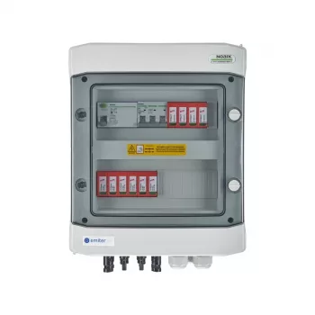 EMITER Switchgear Attached DCAC Hermetic IP65 EMITTER su DC Surge Arrester Dehn 1000V Type 2, 2 x PV String, 2 x MPPT // og. AC Dehn Type 2, 16A 3-F, RCD Type A 40A/300mA