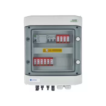 EMITER EM-1102_DCAC hermetinis IP65 nuotolinis skirstytuvas su Dehn 1000V 2 tipo nuolatinės srovės ir kintamosios srovės apsaugos įtaisais, 2 x PV eilutės, 2 x MPPT