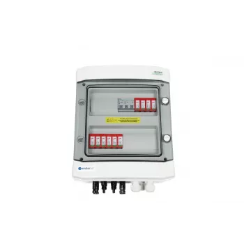 EMITER Switchgear Attached DCAC Hermetic IP65 EMITTER su DC apsauga nuo viršįtampių Dehn 1000V 2 tipas, 2 x PV eilutė, 2 x MPPT // ir AC Dehn 2 tipas, 20A 3 fazės