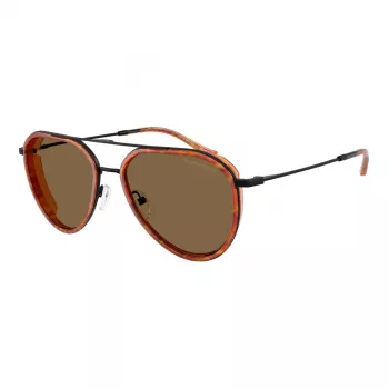 EMPORIO ARMANI EA2163-3001OR Vyriški Akiniai nuo Saulės – Blizgus Juodas Rėmas, Tamsiai Pilki Lęšiai, 56 mm