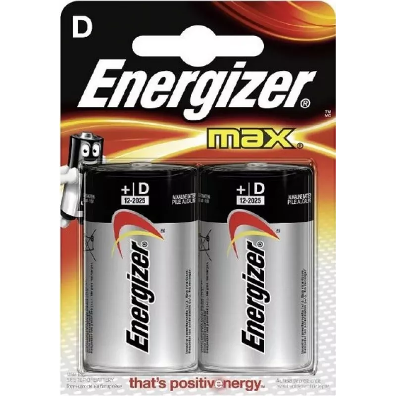 Energizer MAX šarminės D baterijos, 2 vnt. blister (LR20) E300129200