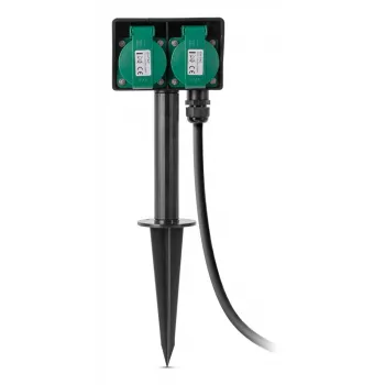 Entac lauko kištukinis lizdas su įžeminimo smaigu IP44 2-jų vietų 5m