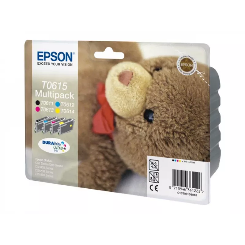 Epson T0615 Multipack Ink Cartridges – 4 vnt. pakuotė – 32 ml – juoda, geltona, žydra, rausvai raudona