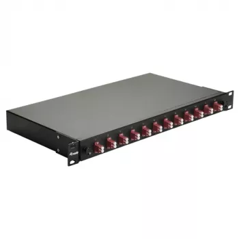 Equip 12 prievadų optinio pluošto sujungimo dėžutė, LC Duplex, OM4, 1U, sukomplektuota, juoda