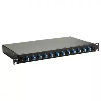 Equip 12 prievadų optinio pluošto sujungimo dėžutė, LC Duplex, OS2 vienmodis, 1U, su įranga, juoda | Kur.lt