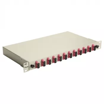 Equip 12-Port SC Duplex OM4 optinio pluošto sujungimo dėžė, 1U, pilnai įrengta, pilka