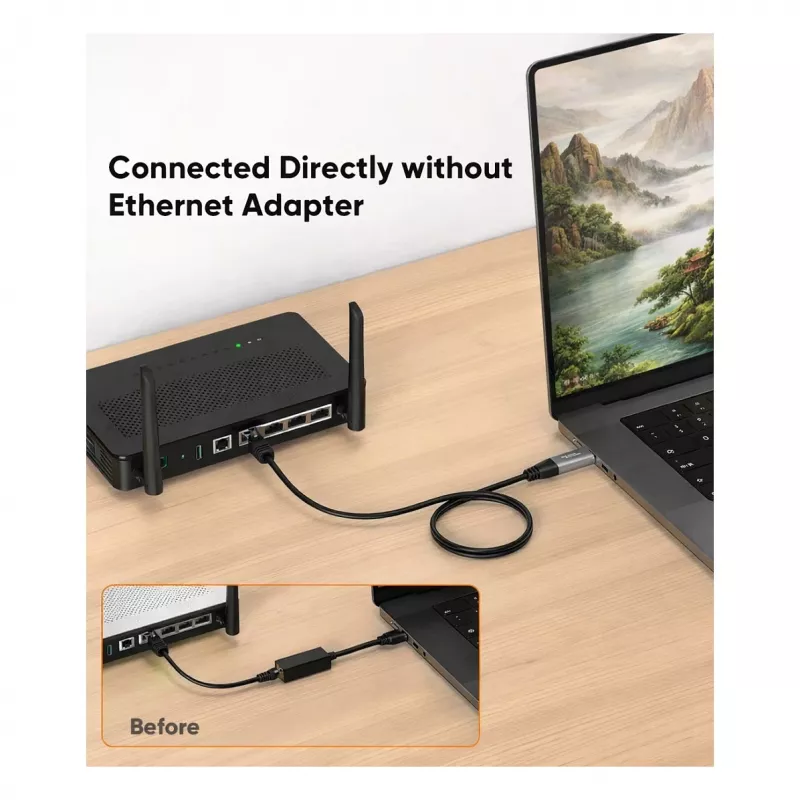 EQUIP 133101 USB-C ir USB-A į RJ45 Gigabit Ethernet adapteris, juodas