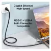 EQUIP 133101 USB-C ir USB-A į RJ45 Gigabit Ethernet adapteris, juodas
