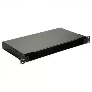 Equip 19 inch 1U optinio pluošto erdvės dėžutė be panelės, plieninė juoda