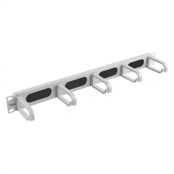 Equip 19 colių kabelių tvarkymo panelė su 5 plastikiniais žiedais, plieninė, 1U, RAL7035