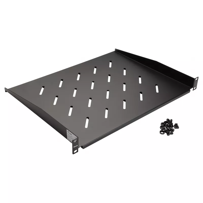 Equip 19 colių fiksuota stelažo lentyna 1U 350 mm juoda serverio stelažams