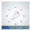 Equip 245526 2 prievadų USB-C PD3.0 / USB-A GaN 20W sieninis įkroviklis, baltas