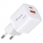 Equip 245526 2 prievadų USB-C PD3.0 / USB-A GaN 20W sieninis įkroviklis, baltas