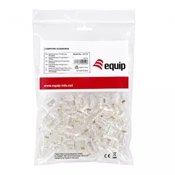 Equip Cat6 RJ45 UTP Neekranuotų Kištukų Rinkinys (100 vnt.) – Skaidrūs