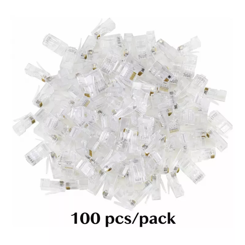 Equip Cat6 RJ45 UTP Neekranuotų Kištukų Rinkinys (100 vnt.) – Skaidrūs