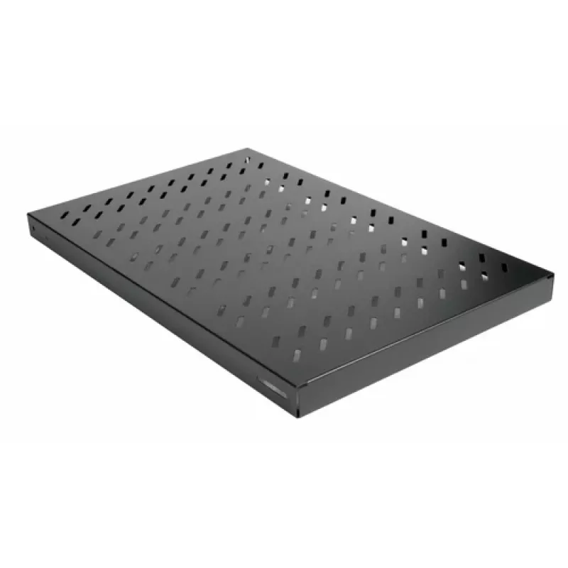 Equip EZVS-19-1-10-B 19 colių 1U fiksuota stelažo lentyna, 1000 mm gylio, juoda – patvari plieninė, 100 kg talpa