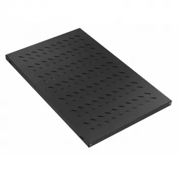 Equip EZVS-19-1-10-B 19 colių 1U fiksuota stelažo lentyna, 1000 mm gylio, juoda – patvari plieninė, 100 kg talpa