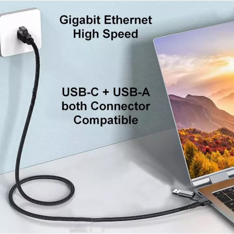 Equip GigaBit USB-C+A į RJ45 adapteris, juodas