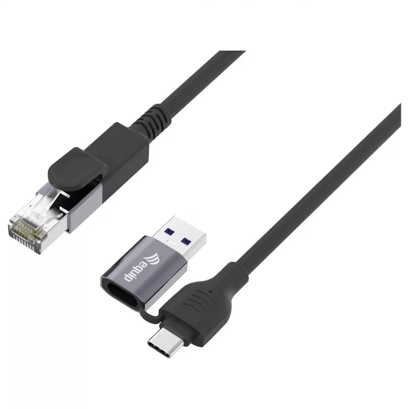 Equip USB-C + USB-A į RJ45 Gigabit Ethernet adapteris, 5 m, juodas