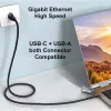 Equip USB-C + USB-A į RJ45 Gigabit Ethernet adapteris, 5 m, juodas