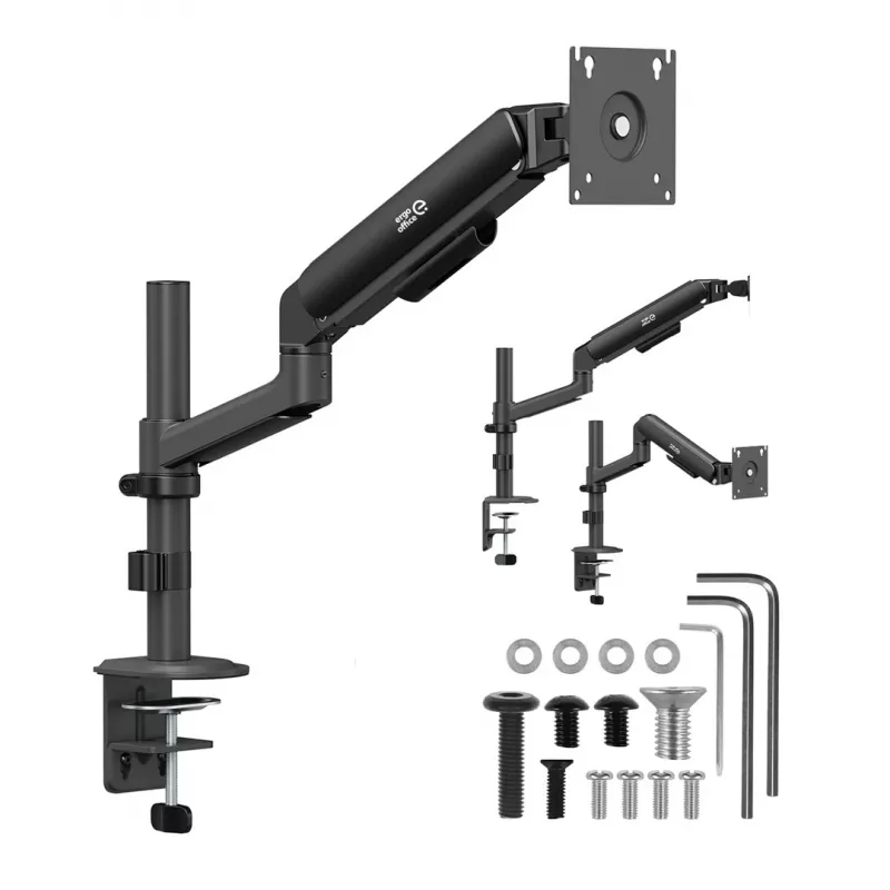 Ergo Office ER-691 B Dujų spyruoklės monitoriaus laikiklis 17–32 inch ekranams, 1–10 kg, matinė juoda, VESA 75/100