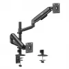 ERGO OFFICE ER-692 B Dvigubo monitoriaus laikiklis ant stalo, dujinis spyruoklinis mechanizmas, tinka 17–32 inch, 1–10 kg vienai rankai, matinė juoda