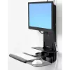 Ergotron Sit-Stand Vertical Lift, Patient Room - Montavimo rinkinys (riešo atrama, pelės laikiklis, vertikalaus reguliavimo bėgelis, brūkšninių kodų skaitytuvo laikiklis, klaviatūros padėklas, monitoriaus ranka, ištraukiamas pelės padėklas)